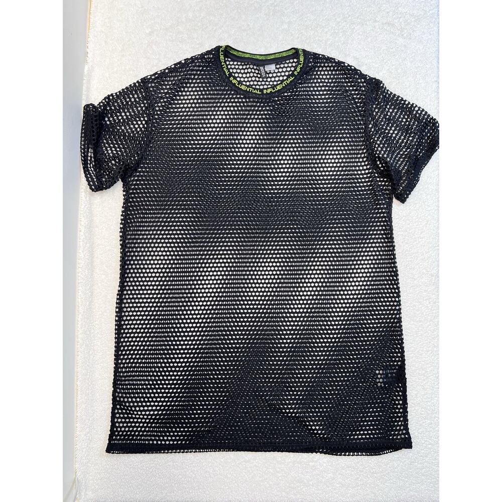 H&M Divided Women's Black beach cover-up Mesh T-Shirt Edgy C, Sz L